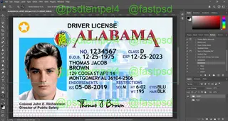 Alabama Driver License PSD Editable