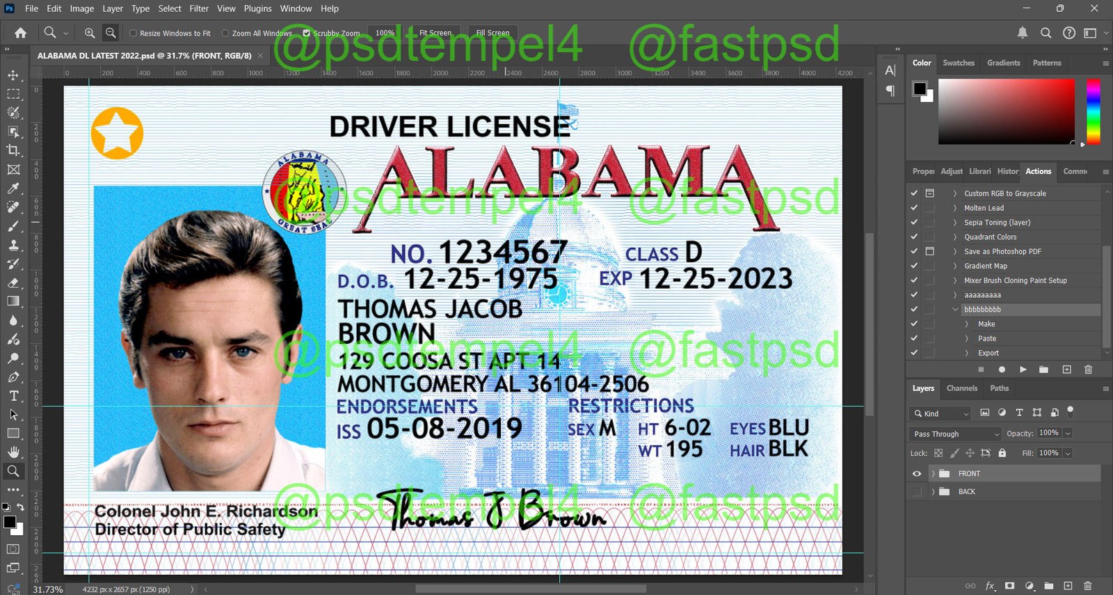 alabama Driver License psd