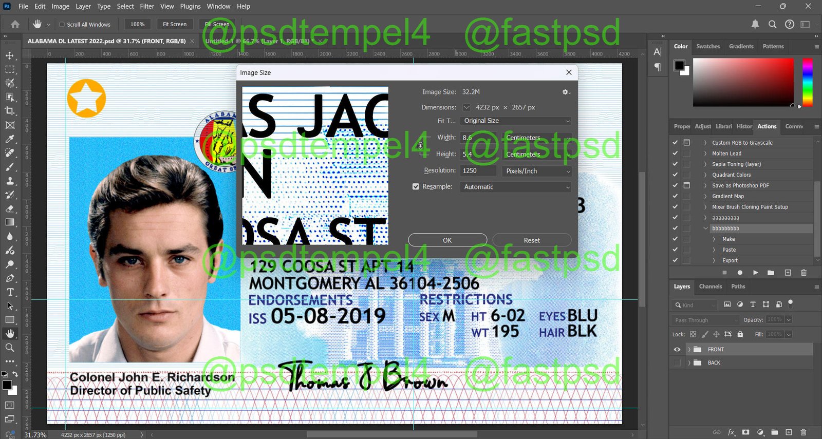 alabama Driver License psd v2