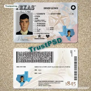 USA Texas Driver License PSD Template 2025