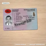 Albania Driver License PSD Template Version 2 front design preview for digital download