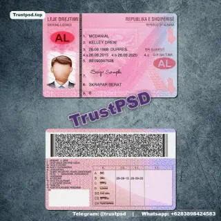 Albania Driver License PSD Template - 2 Version