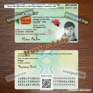 belgium adult id card psd template