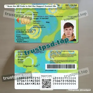 belgium child id card psd template