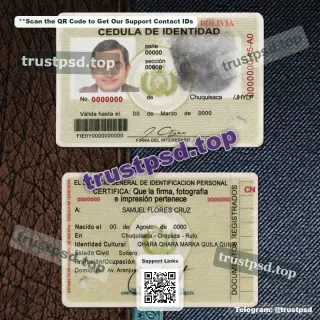 bolivia id card psd template