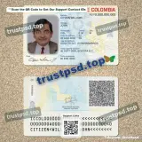 Colombia id card Template PSD version 1 front and back example