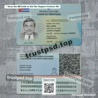 cuba id card psd template