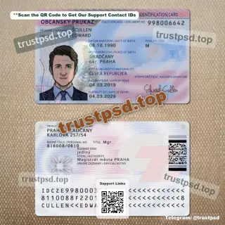 czech republic id card psd template