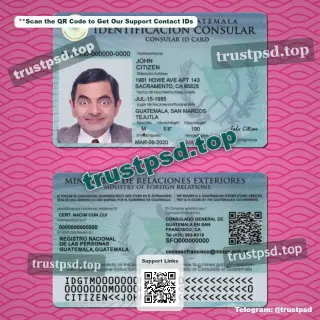 guatemala id card psd template