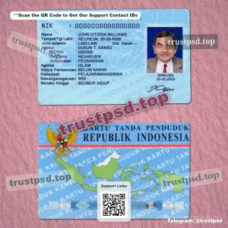 Indonesia id card psd template