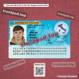 Italy old blue id card Template PSD version 1 front view detail preview
